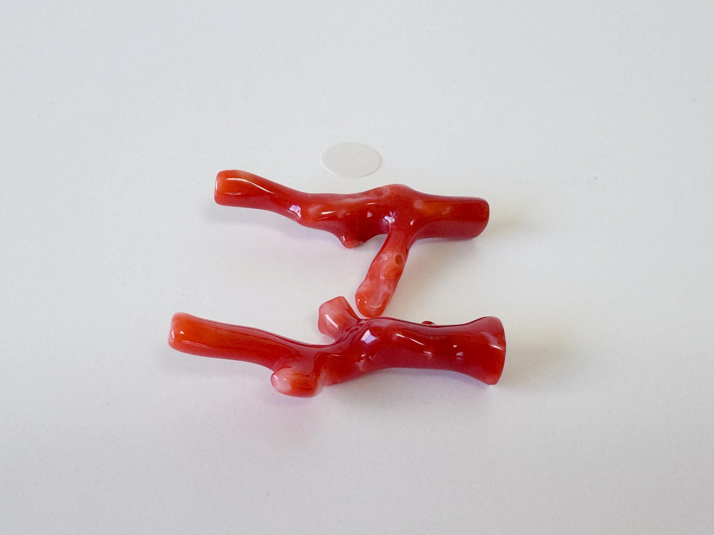 Red Coral Branch Set: Natural Aka Coral for Jewelry Making (31-32mm), Hole on Top