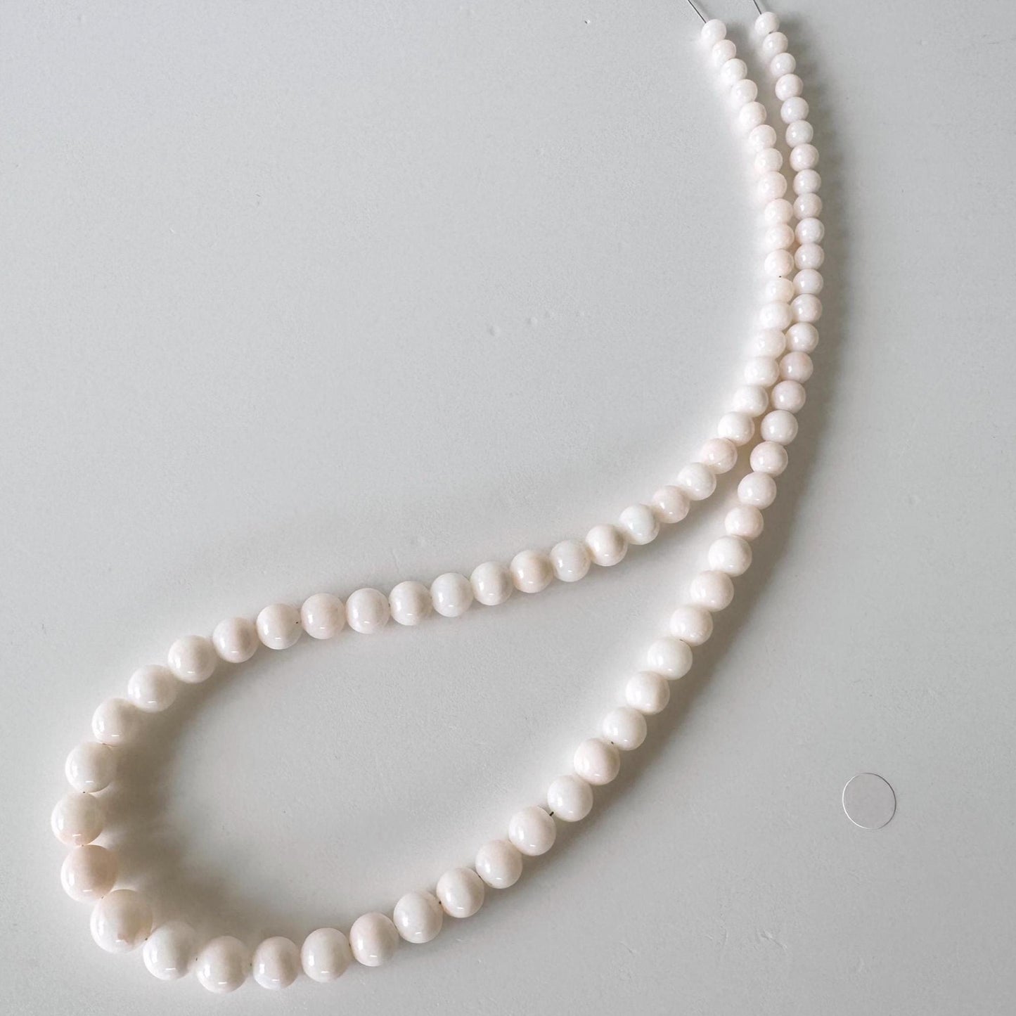 Natural Coral Strand - Deep Sea Midway White Round Beads - 4-8mm Size, 16in Length, Jewelry Making Supplies