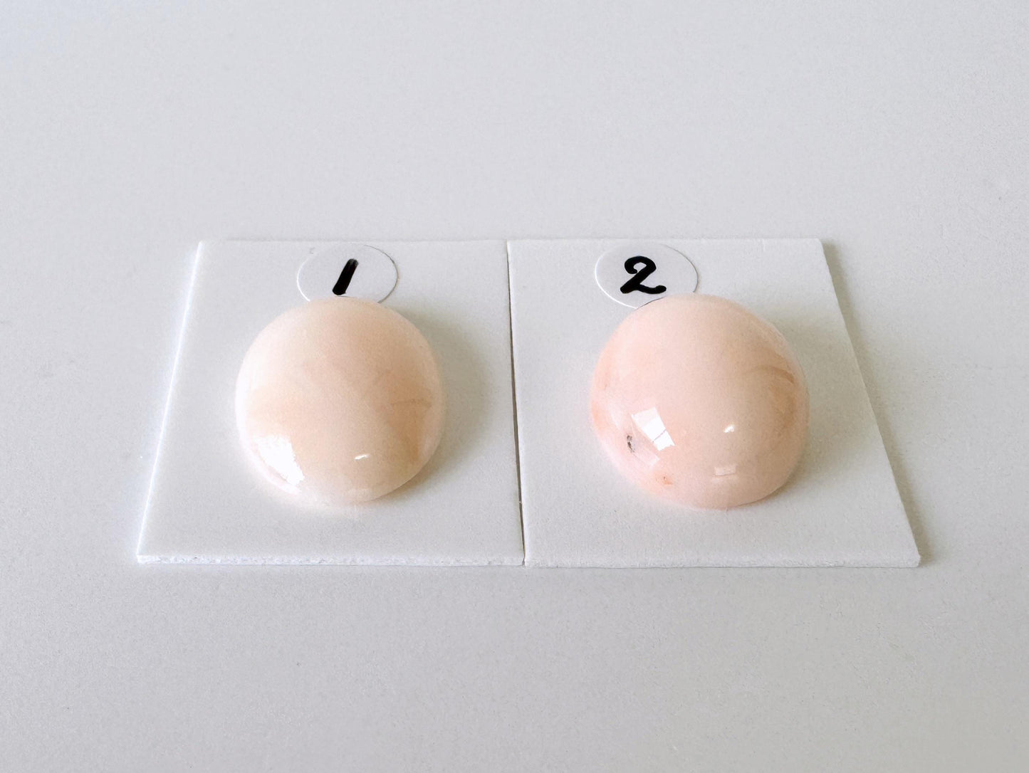 Deep Sea Coral Oval Cabochon: Pink White Natural Gemstone, Genuine Coral, Jewelry Supplies | 19.3x15.1mm, 17.6x14.8mm, Japan Made