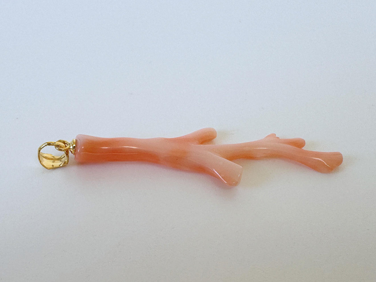 Coral Branch Pendant: Natural Pink Deep Sea Coral, Gold-Plated Silver Bail | 52mm, Jewelry, Unique Organic Design