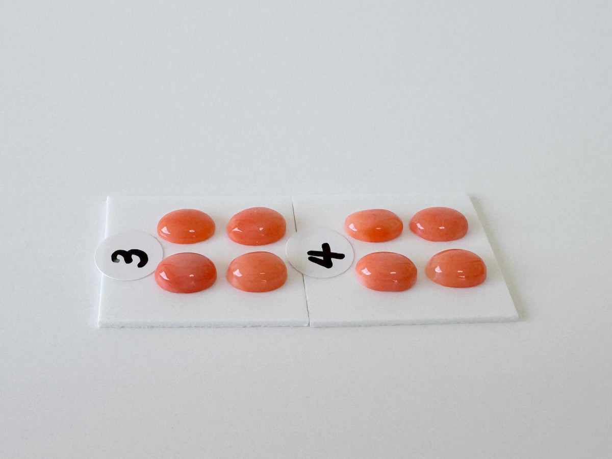 Deep Sea Coral Cabochons Natural Pink Orange Ovals, 7x5mm (Set of 4, Real Coral, Jewelry Supplies)