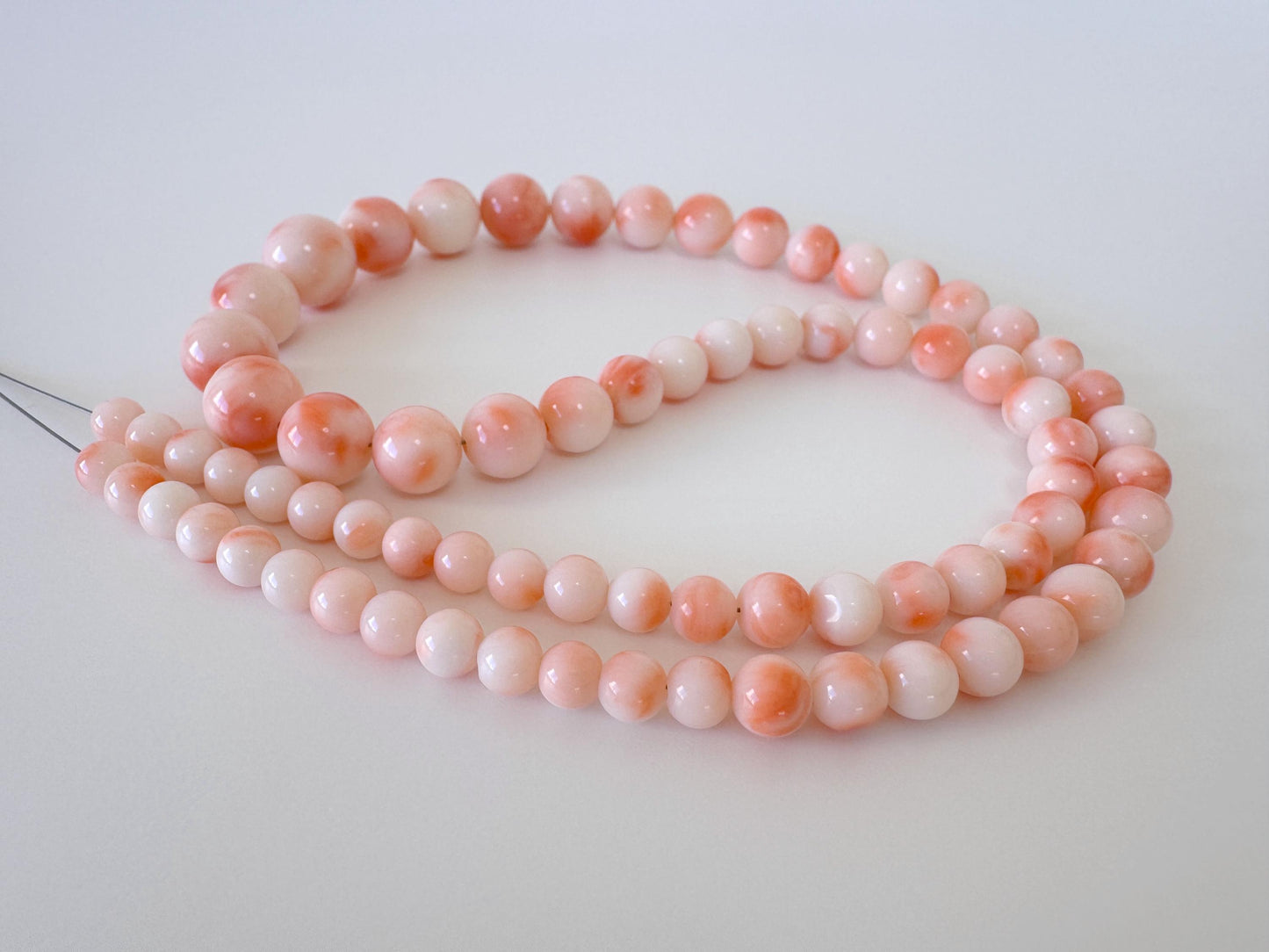 Natural Coral Strand Beads - Genuine Deep Sea Coral Round Pink Orange 4.8-10mm 41cm