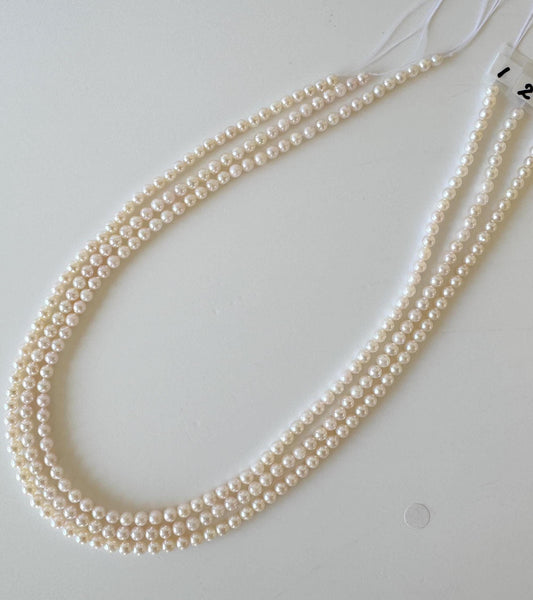 4-4.5mm Japanese White Akoya Baby Pearl Beads, Genuine Akoya Pearl, Full Strand, 40cm , 15.7", Cultured Salt water pearl