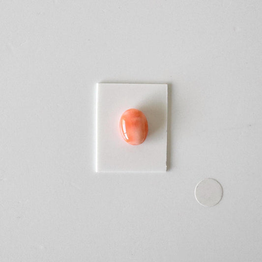 Deep Sea Coral Unique-shaped Oval Cabochon: Pink Orange Natural Color - Genuine Gemstone, 10.1x7.7mm, For Jewelry Crafting