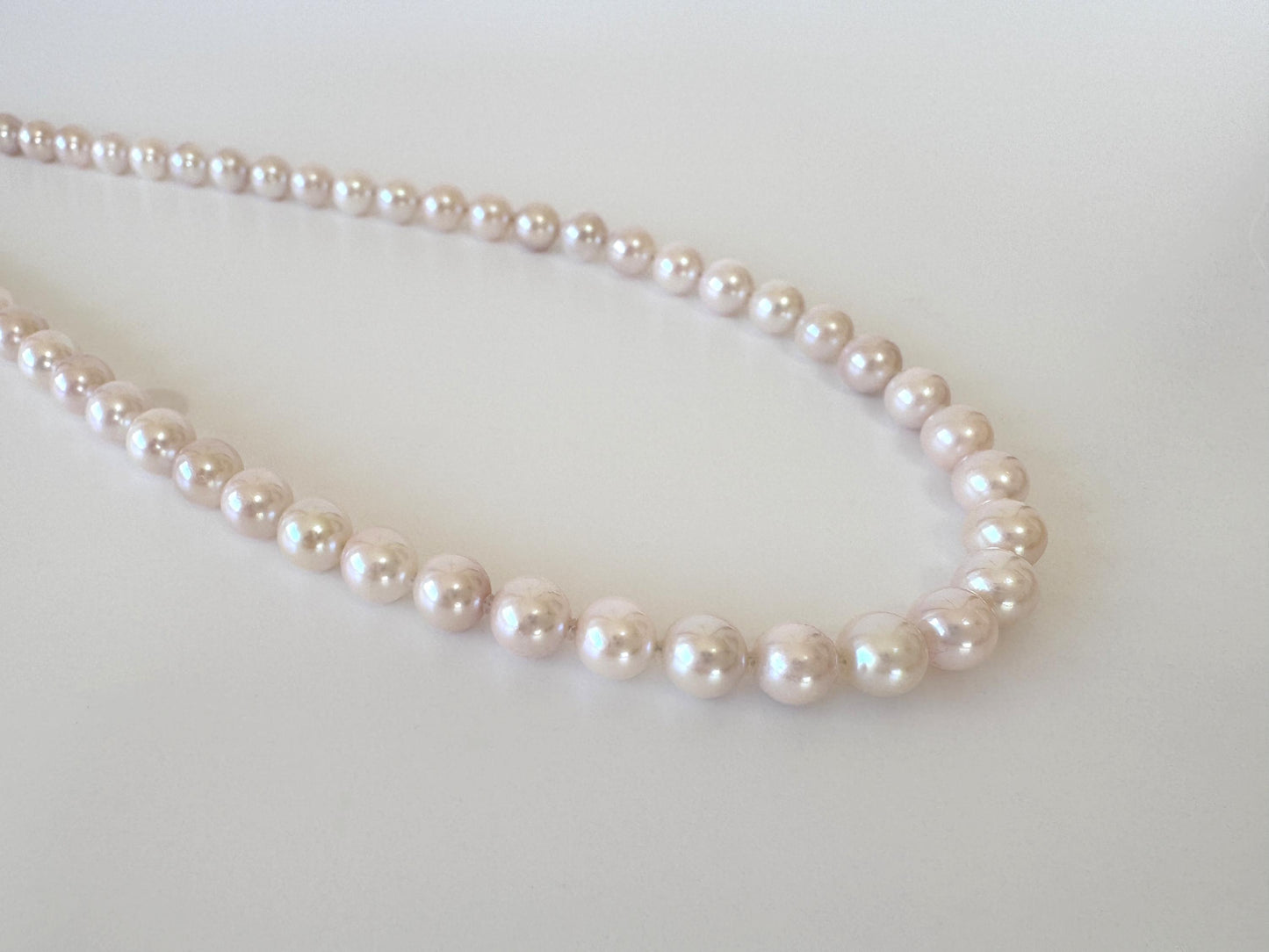 Necklace, 6.5-7mm Japanese Cream White Akoya Pearl Necklace with Silver Clasp, Genuine Akoya Pearl, 45cm, 17.7in, Cultured Salt water pearl