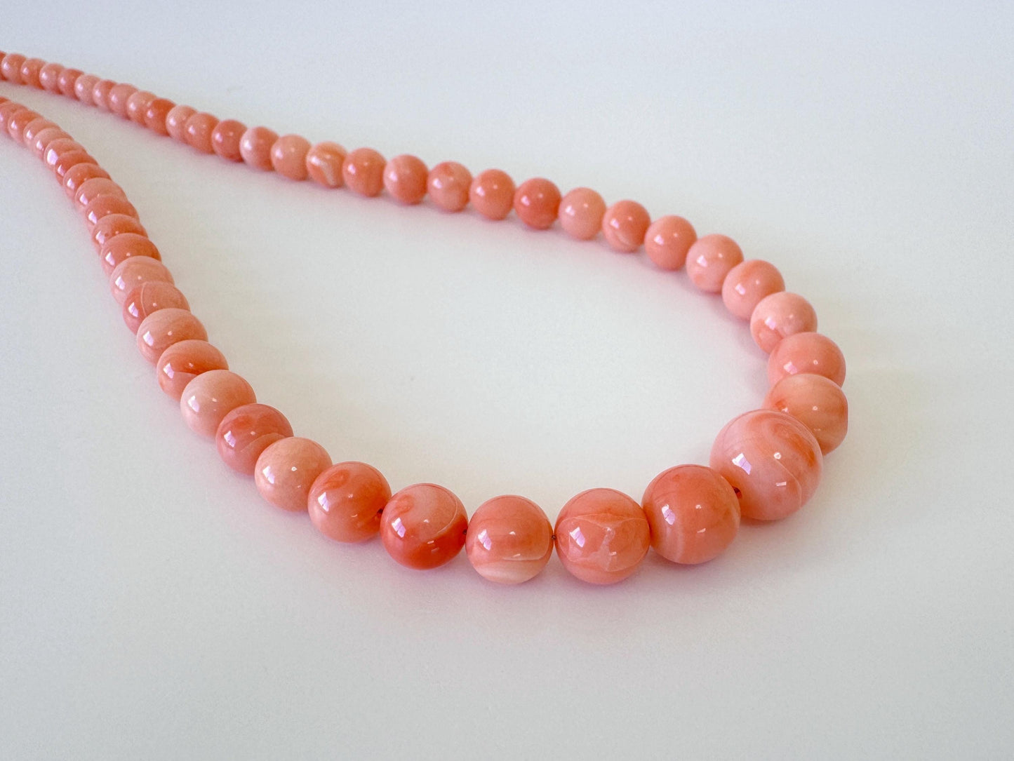 Natural Coral Strand – Genuine Deep Sea Coral Round Beads 4.9-9.9mm Pink Orange Gradation, 15.7in