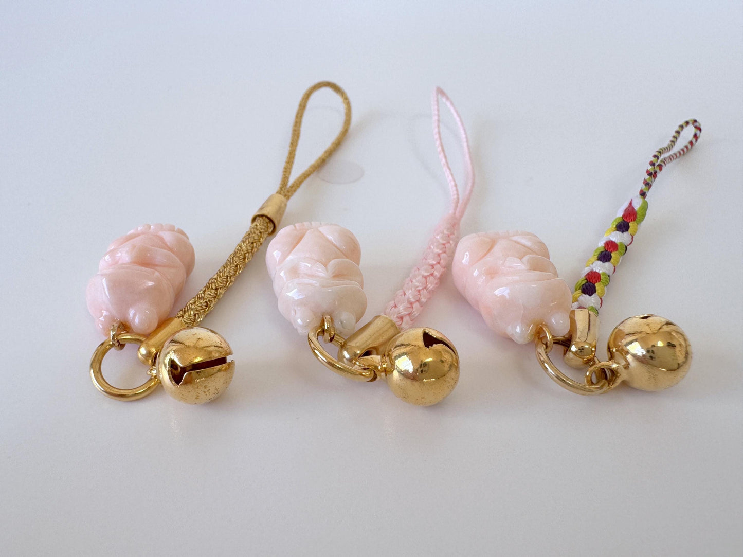 Key Strap Charm: Praying Frog Carved from Natural Deep Sea Coral - Lucky Amulet