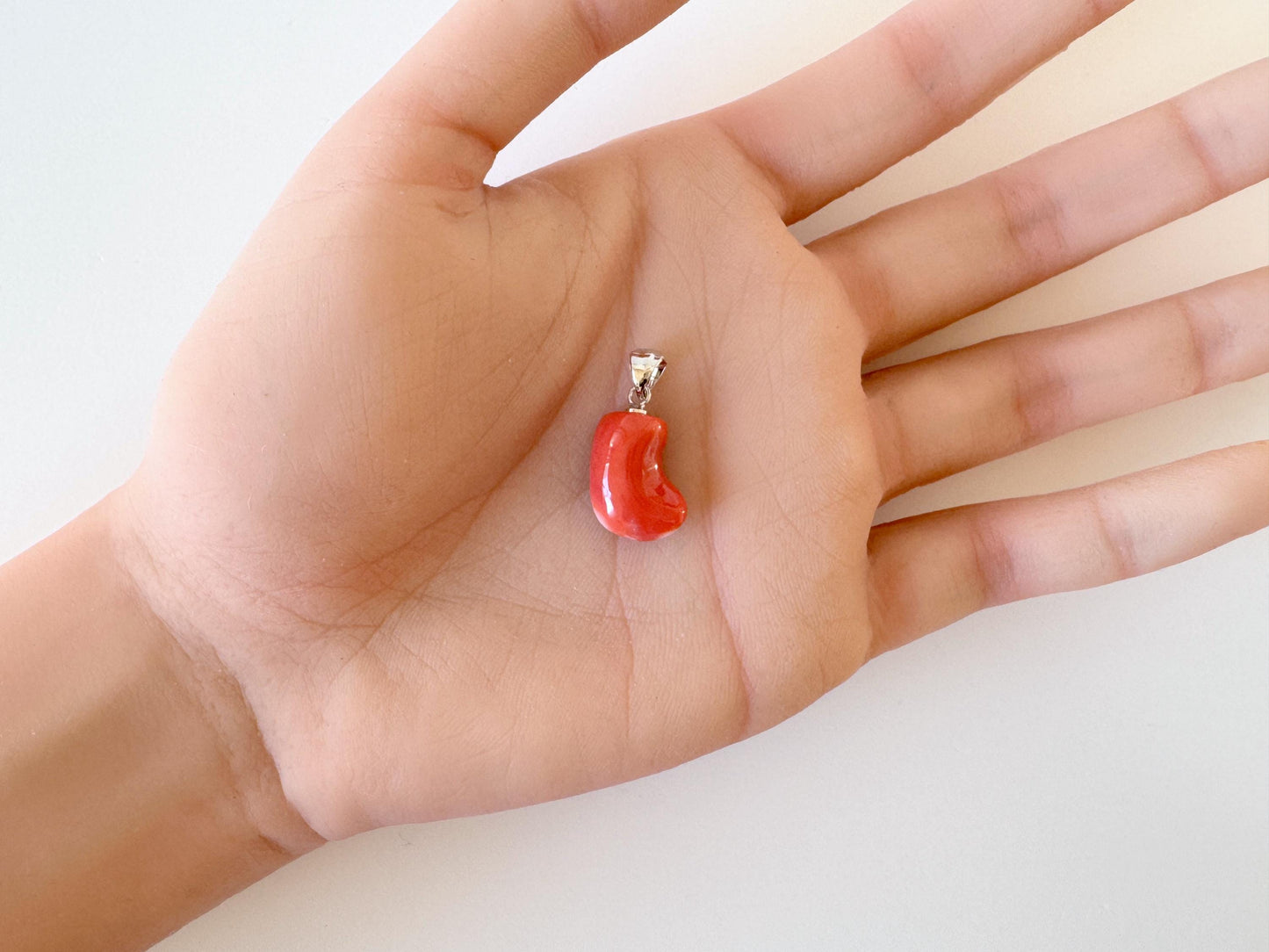 Natural Momo Coral Pendant: Japanese Orange Coral, Gold-Plated Silver Bail