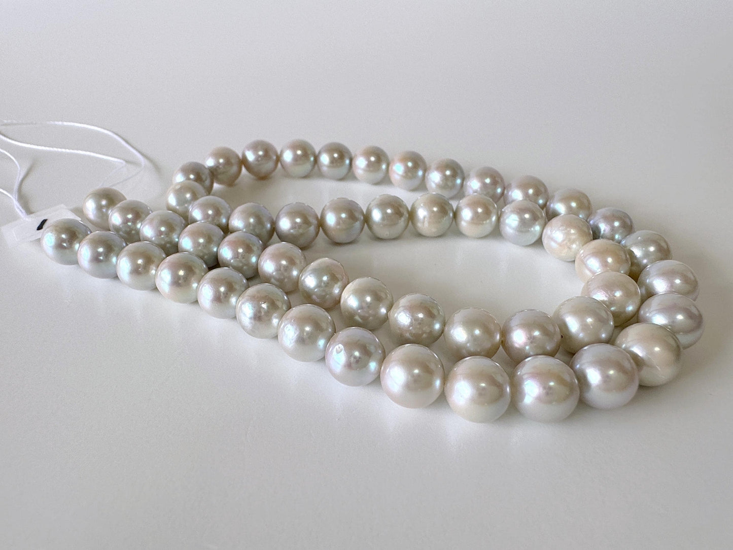 7.5-8mm Japanese Akoya Pearl Beads, Blue/Silver color pearl (Cobalt treated), Genuine Salt water Akoya Pearl, Full Strand, 40cm , 15.7"