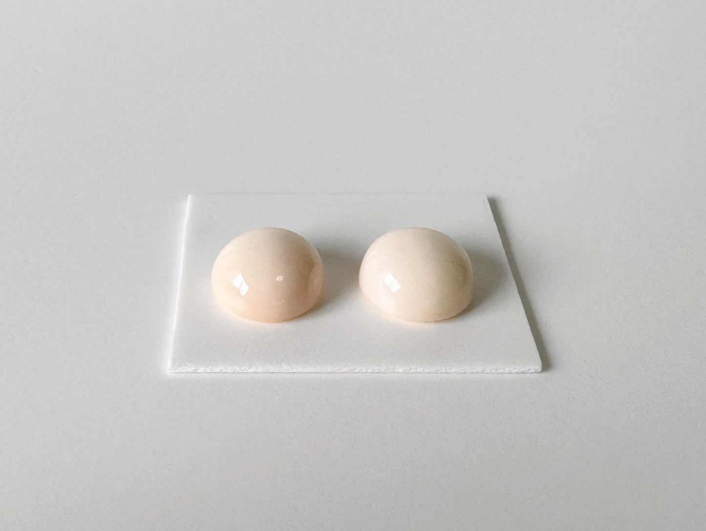 Deep Sea Coral Pink Round Cabochon: Natural Pale Pink Gemstone Pair, Half-Drilled (11.5-11.9mm, Jewelry Supplies)