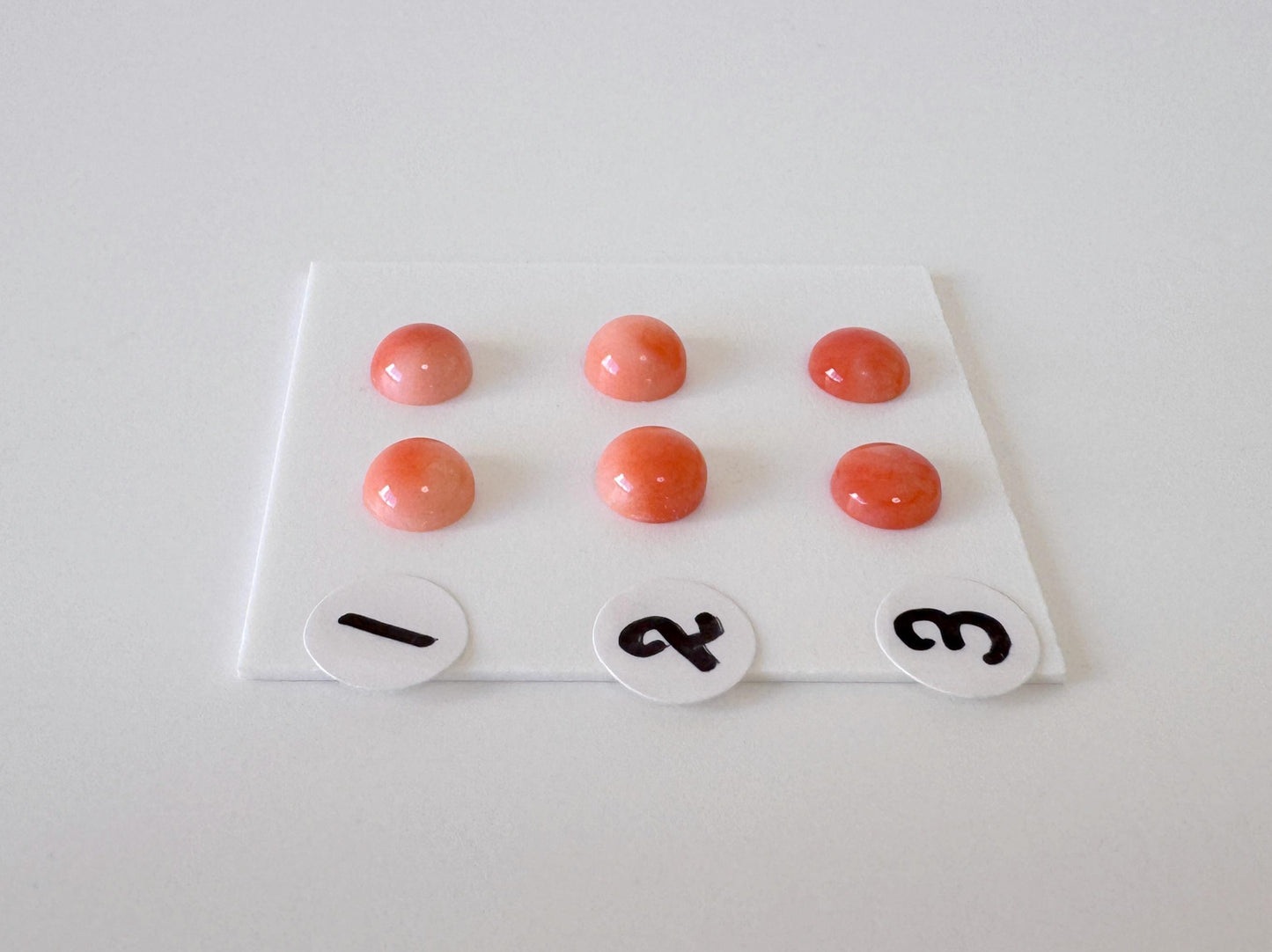 Deep Sea Coral Round Cabochons - Natural Pink Orange Pair, 5.8-6mm Half Drilled