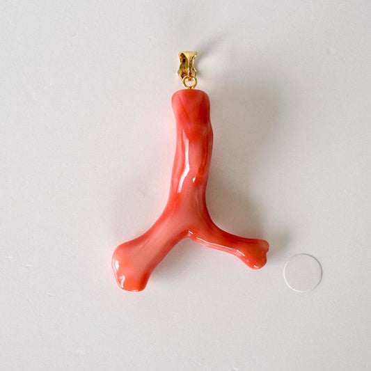Coral Branch Pendant: Natural Pink Deep Sea Coral, Gold-Plated Silver Bail | 40mm, Jewelry, Unique Organic Design