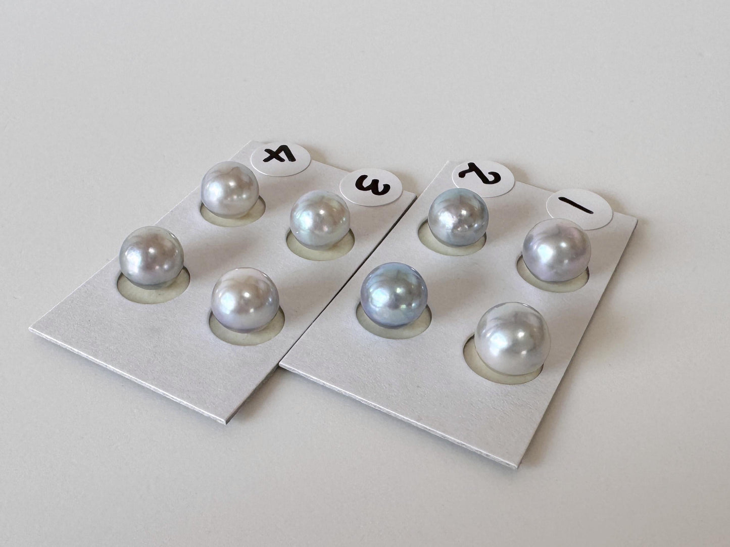 Akoya Pearls Loose Natural Blue/Silver Half-Drilled: 7-7.5mm, Japanese Cultured Saltwater Beads, Pair Pricing | Jewelry Supplies