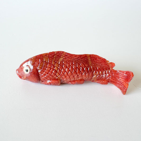 52mm Natural Sponge Coral Carp Carving Loose, Apple Coral Fish Carving, For Display, For Decoration, For Accessory Making