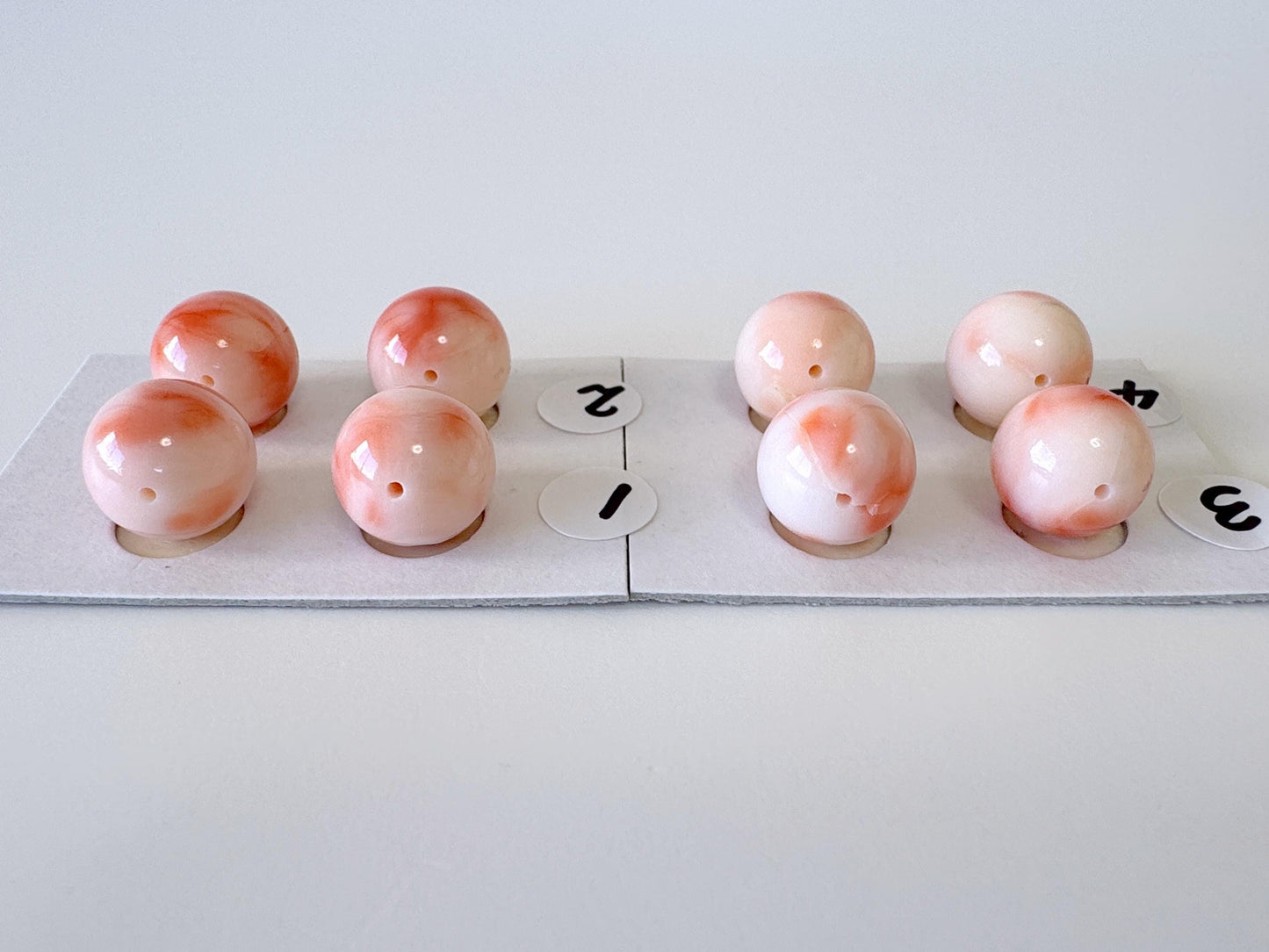 10-10.5mm Full Hole Natural Deep Sea Coral round loose, for earring sets or pendant, For Jewelry making, price per pair,  Natural Color