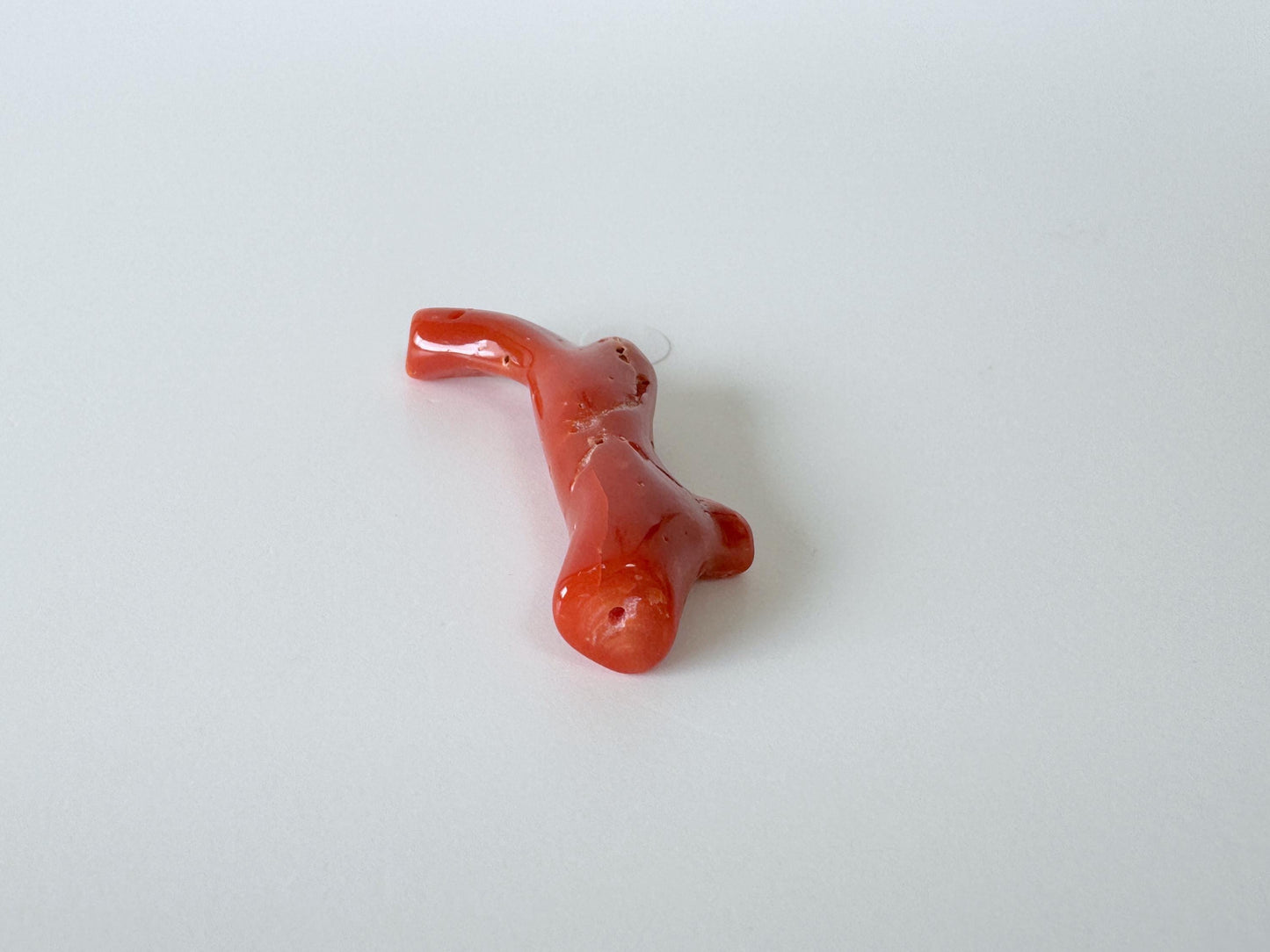 Japanese red(Aka) coral branch, 40mm, Hole on top, Natural red color coral for jewelry making