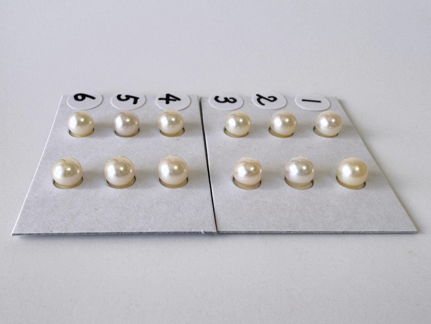 Akoya Pearl Pair: 5-5.5mm Half-Drilled Round, White Cultured Pearls | Salt Water, Genuine, Craft Beads | Jewelry Making Supplies