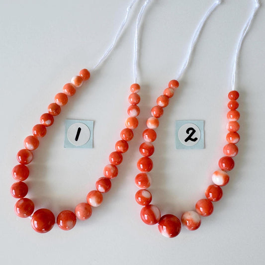 Natural Momo Coral Short Strand Beads, Orange/White Color Coral Beads, 11-12cm, Genuine Japanese Coral Beading Parts