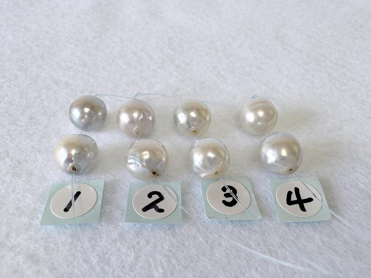 Japanese Blue/Silver (Natural color) Akoya Pearl Beads, 8-8.5mm, Mini Strand, 2 Pieces, Short Strand, Salt water pearl, Genuine Akoya Pearl