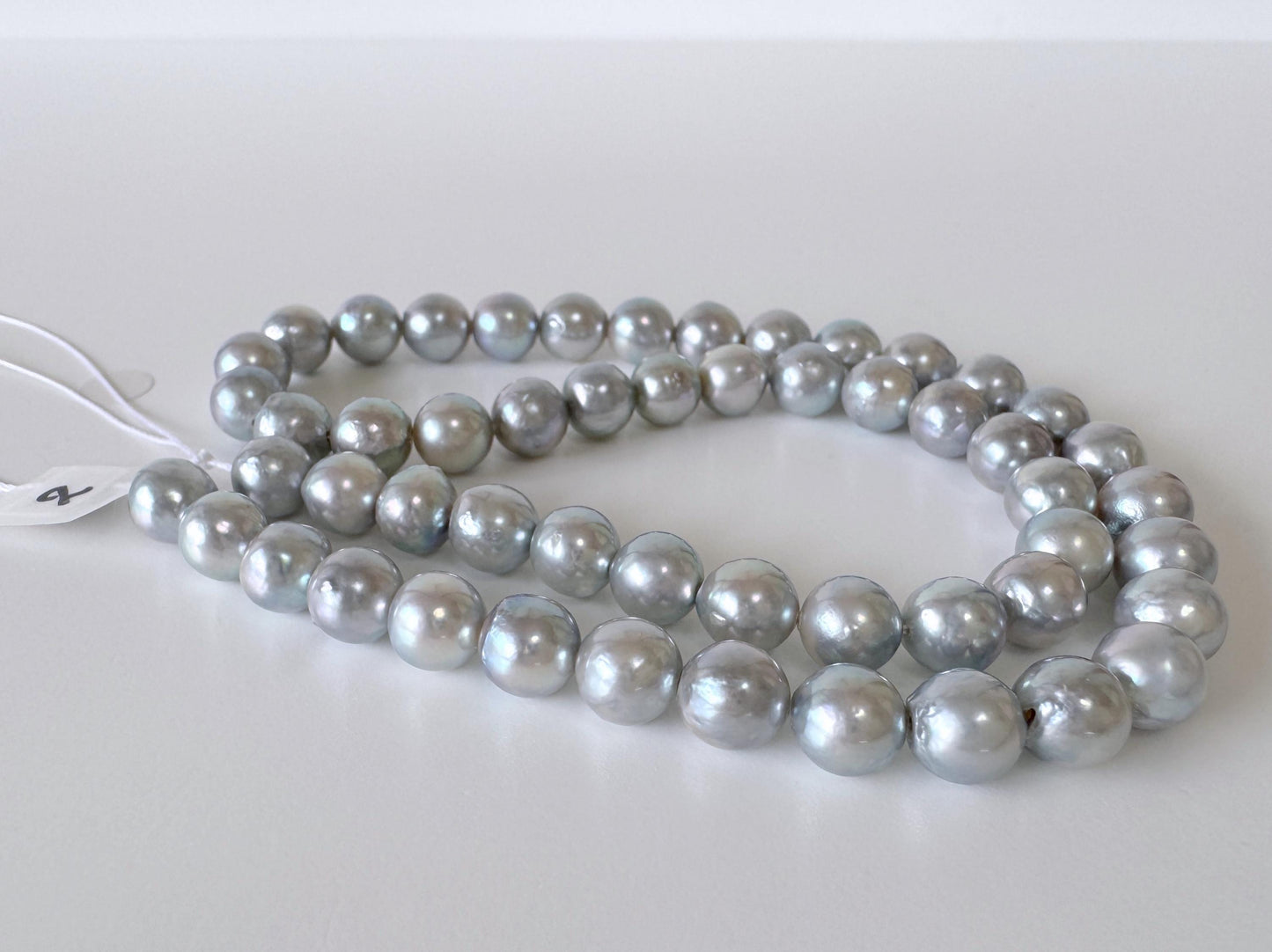 7.5-8mm Japanese Akoya Pearl Beads, Natural Blue/Silver color pearl, Genuine Akoya Pearl, Full Strand 40cm , 15.7", Salt water pearl