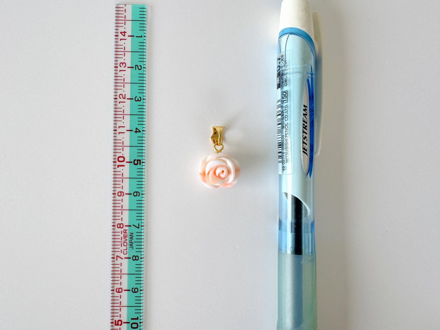 Deep Sea Coral Rose carved Pendant, 11x12.7mm, Natural Pink/White Color Coral, Silver (gold plated) bail, Genuine Coral Pendant