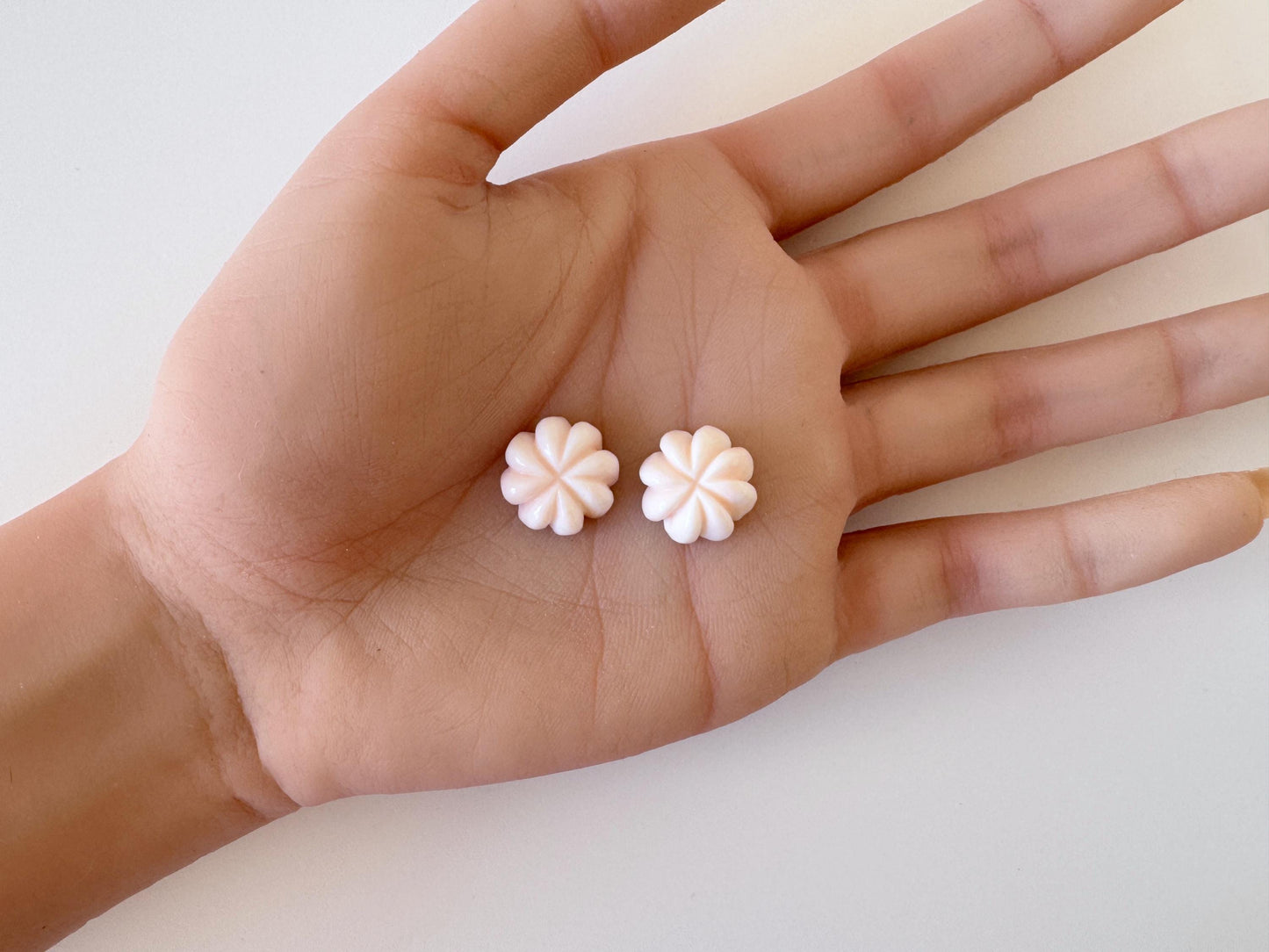 Deep Sea Coral Clover | Light Pink Natural Coral Gemstone Four Leaf Clover For Earrings