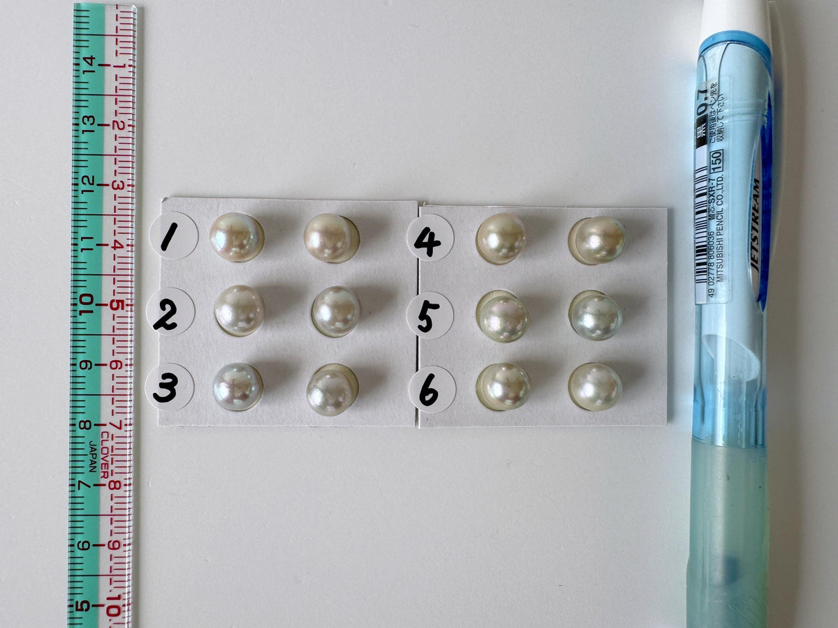 Japanese Blue/Silver (Cobalt Treated) Akoya Pearl 7.5-8mm, Half-Drilled loose, Price per pair, Salt water pearl
