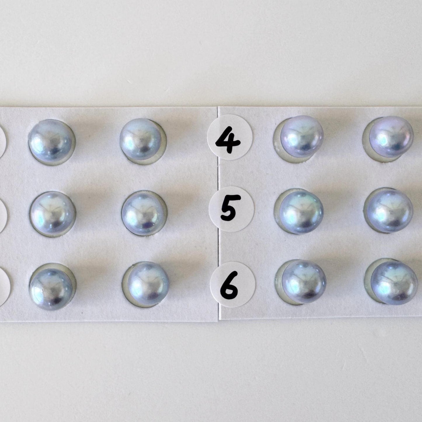 Japanese Blue/Silver (Treated) Akoya Pearl 7-7.5mm, Half-Drilled loose, Price per pair, Salt water pearl