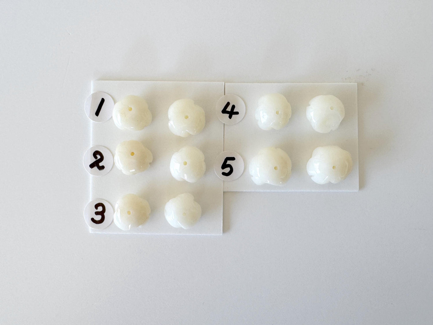 Natural White bamboo Coral Rose Carvings 9-11mm, White color, Price per pair, For Studs and Earrings, For Jewelry Making, Some Imperfection