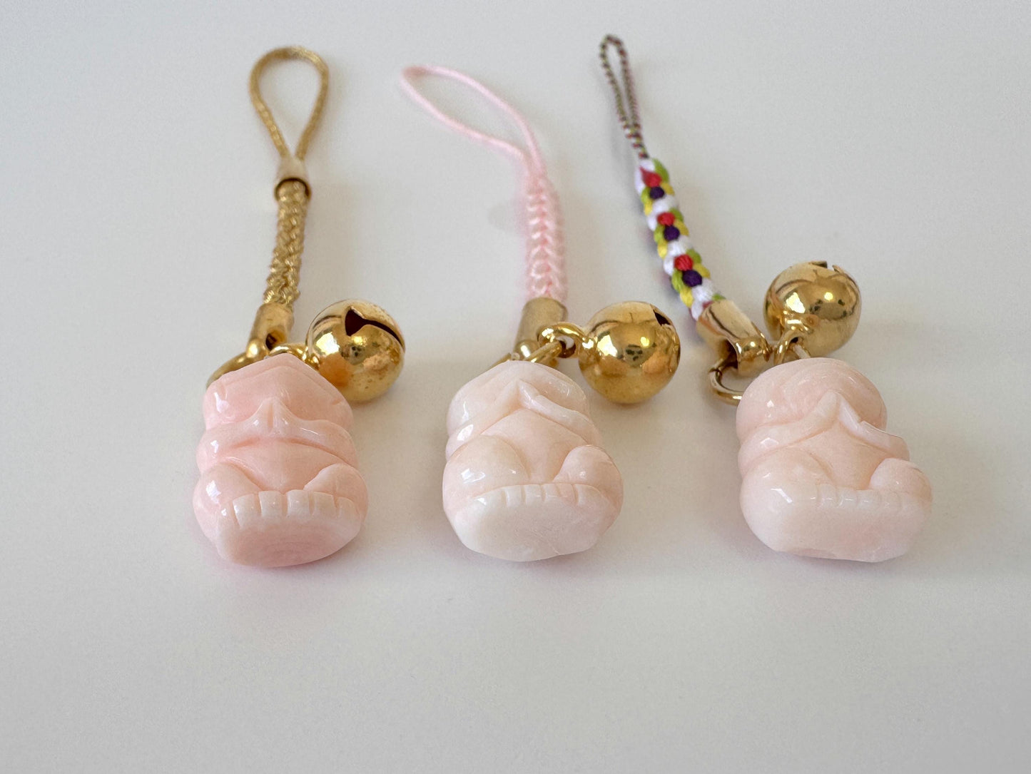 Key Strap Charm: Praying Frog Carved from Natural Deep Sea Coral - Lucky Amulet