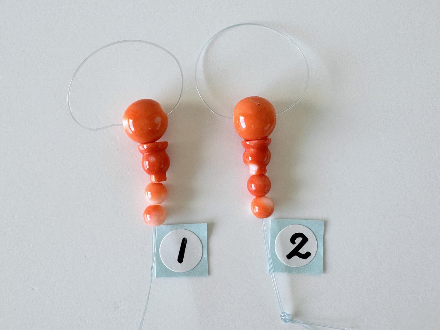 Momo Coral Beads Natural Guru, Three Hole T Beads & Cone, Orange Hue (7.6-7.9mm Diameter, Genuine Coral, Jewelry Crafting)
