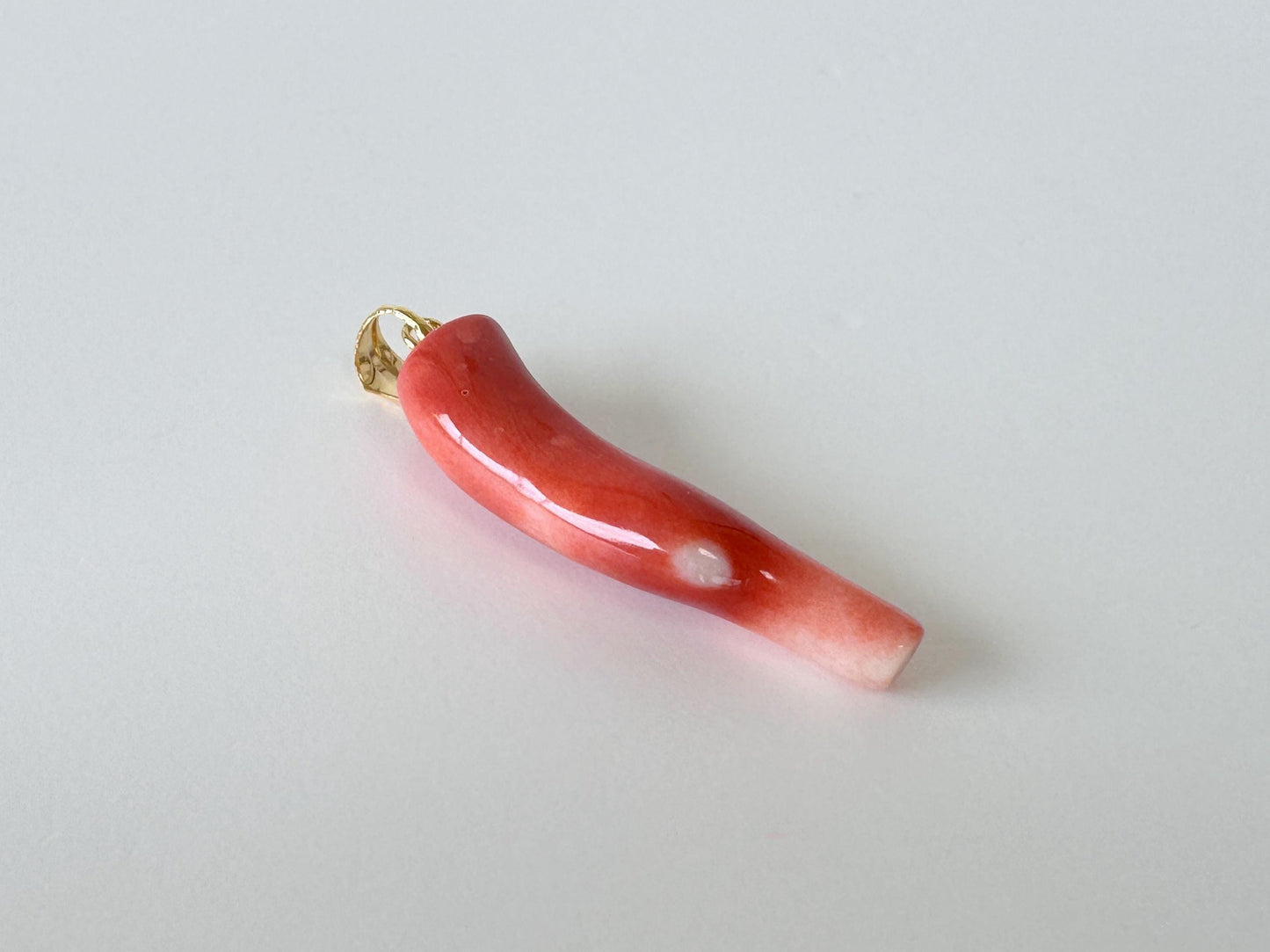 Momo Coral Branch Pendant Natural, Japanese Orange Coral (30mm, Silver Gold-Plated Bail, Genuine Jewelry)