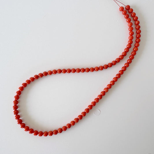 Natural Mediterranean red coral 5.5-6mm ,46.5cm, 18.3in, Natural color coral strand, For jewelry making