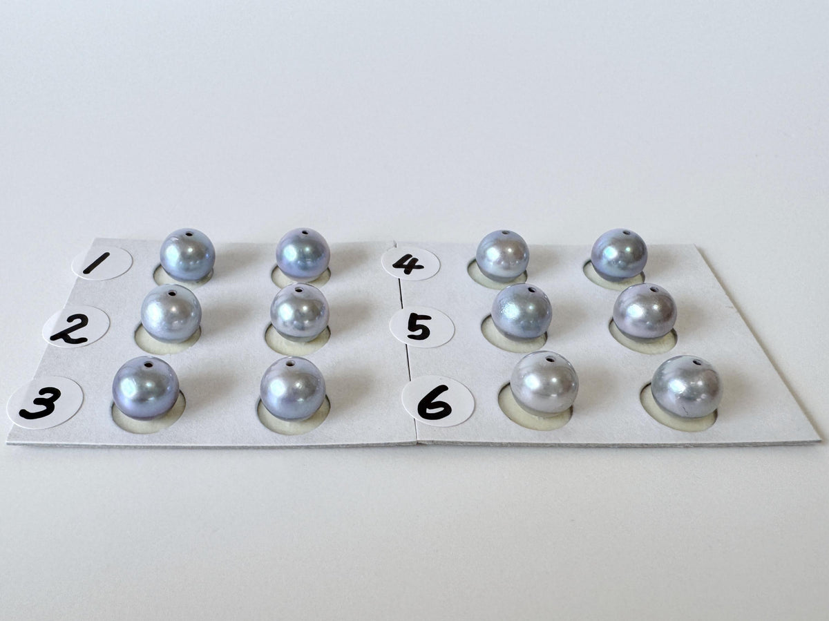 Japanese Blue/Silver (Treated) Akoya Pearl 7-7.5mm, Half-Drilled loose, Price per pair, Salt water pearl