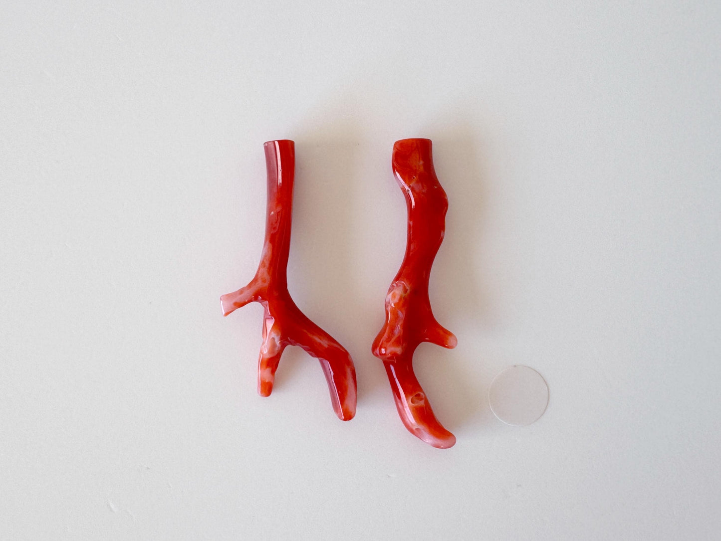 Red Coral Branch Set: Natural Aka Coral for Jewelry Making (35-40mm), Hole on Top