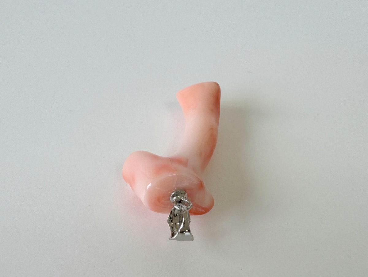 Coral Branch Pendant Natural Deep Sea Coral: Pink Orange Coral Jewelry Accent, Silver Bail (34mm Length)