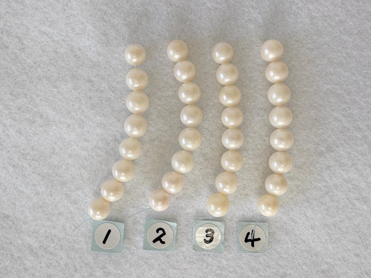 Japanese White/Off-white  Akoya Pearl Beads, 6.5-7mm, Mini Strand, Short Strand, 8 Pieces, Genuine Akoya Pearl, Cultured in Sea Water