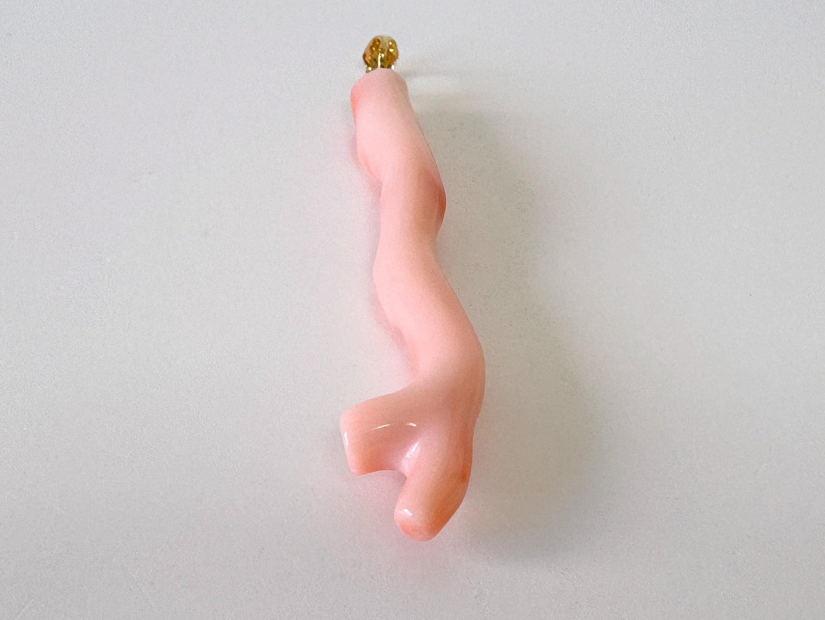 Coral Branch Pendant: Natural Pink Orange Deep Sea Coral, Gold-Plated Silver Bail | 56mm, Unique Jewelry