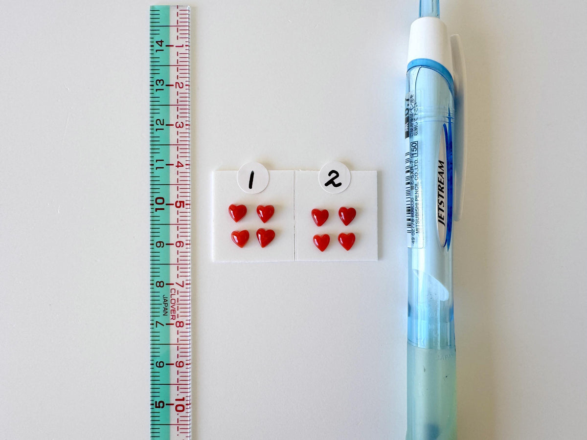 Natural Japanese red(Aka) coral tiny heart shape cabochon with half-drilled hole at back, Natural Color, Price per set of 4 pcs