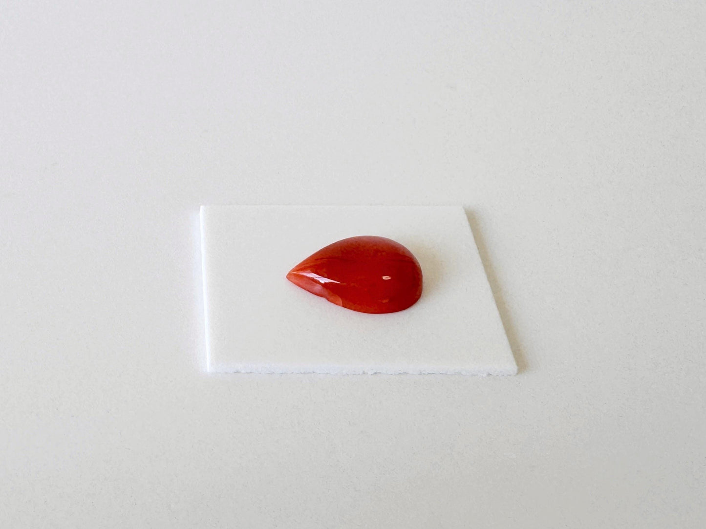 Red Coral Cabochon, Japanese Aka Coral Pear Shape Gemstone | Natural | 11.7X8.3Mm | Jewelry Making, Drilled Back