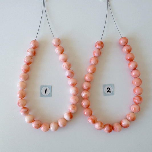 Natural Coral Strand - Pink Orange Deep Sea Coral Round Beads 7.6-8mm 18cm for Jewelry
