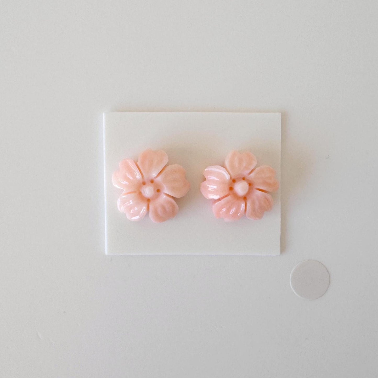 Natural Deep Sea Coral Pink Cherry Blossom Carving Pair – 14.5mm Sakura