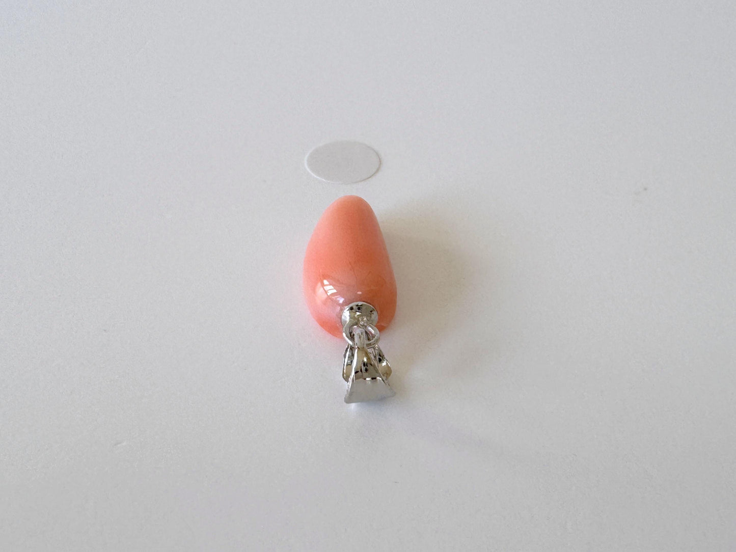 Natural Deep Sea Coral Unique Shaped Pendant, 16.4x8.1mm, Natural Pink/Orange color coral, Silver (Rhodium-Plated) bail