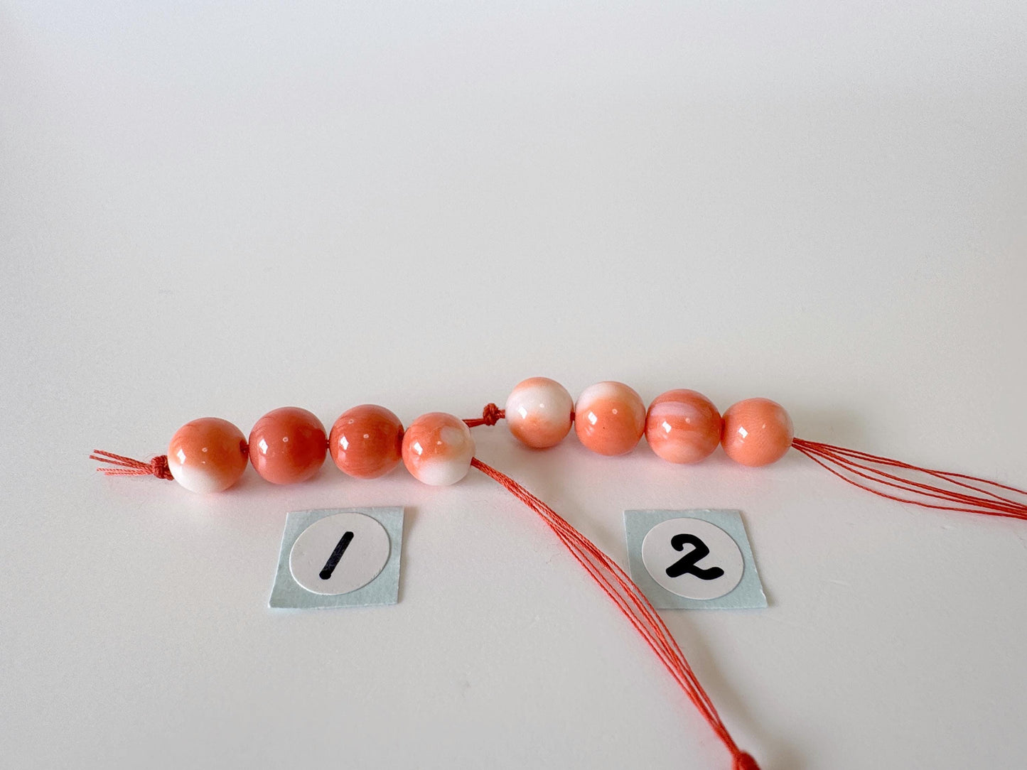 6.3-6.9mm Full-hole Natural Momo Coral Semi-Round Loose, Orange coral, set of 4 pieces, natural color, price per set, For jewelry making