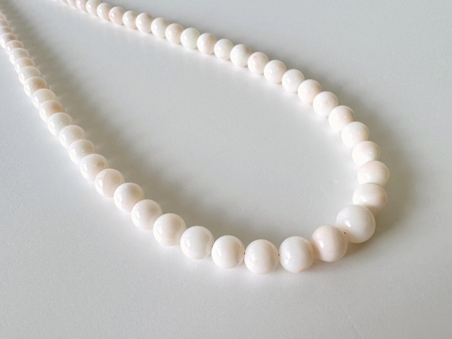Natural Coral Strand - Deep Sea Midway White Round Beads - 4-8mm Size, 16in Length, Jewelry Making Supplies