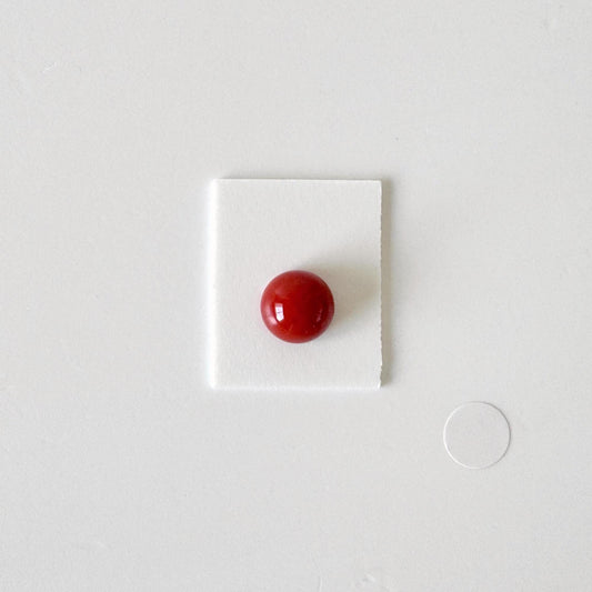 Japanese Red Coral | Aka Round Cabochon Loose | Natural Hue | 8.6Mm Back Hole | Jewelry Making
