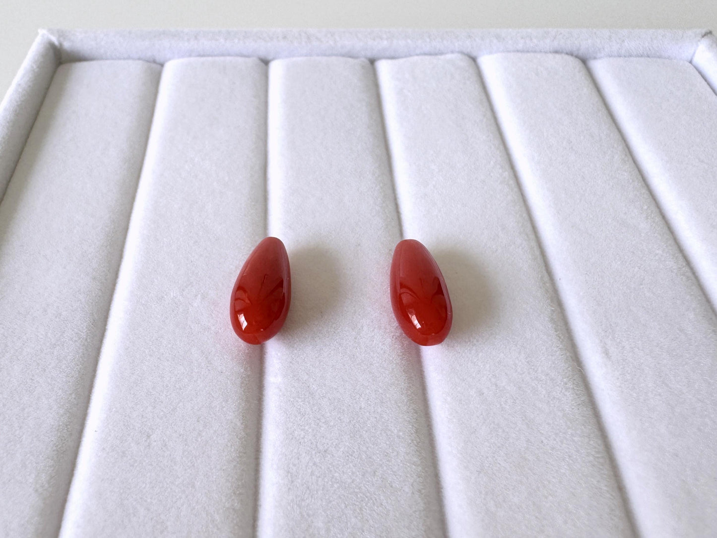 Japanese Red Coral | Small Drop Pair | Drilled Top Hole | Natural Aka Coral Jewelry Supplies