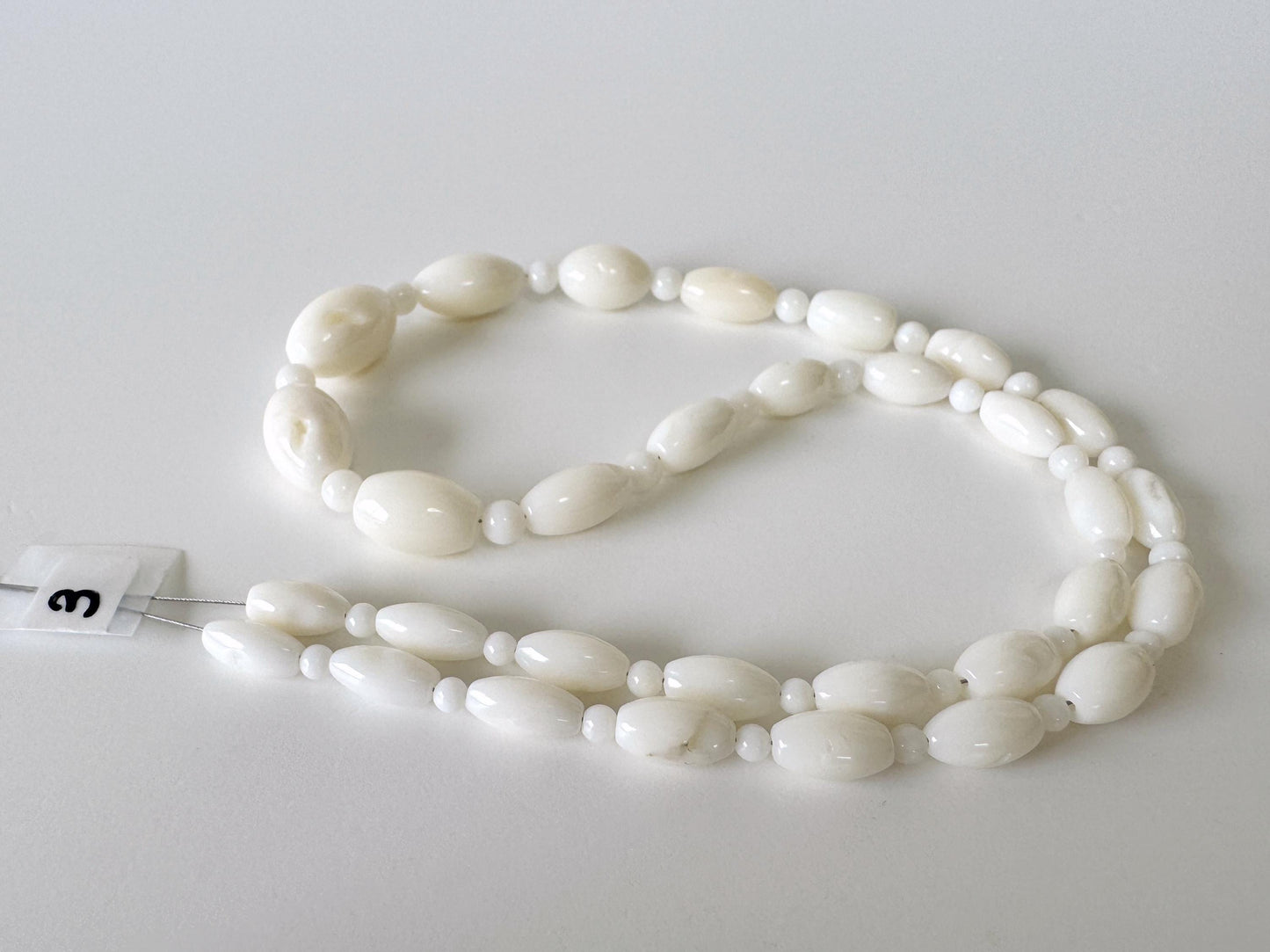 White Coral Bead Strand: Bi-cone & Round Gradation, Jewelry Making (16"-17")