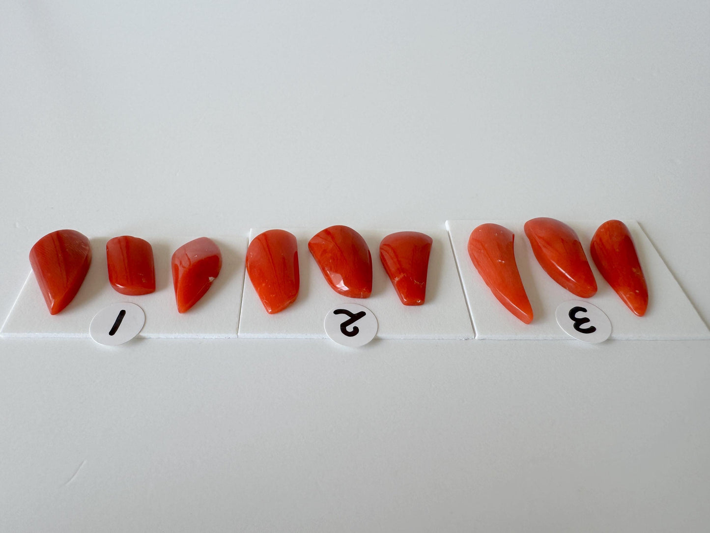 Red Coral Loose Gemstones Natural Set, Mediterranean Red Coral Pieces (3pcs, Undrilled, Organic Shapes for Jewelry)
