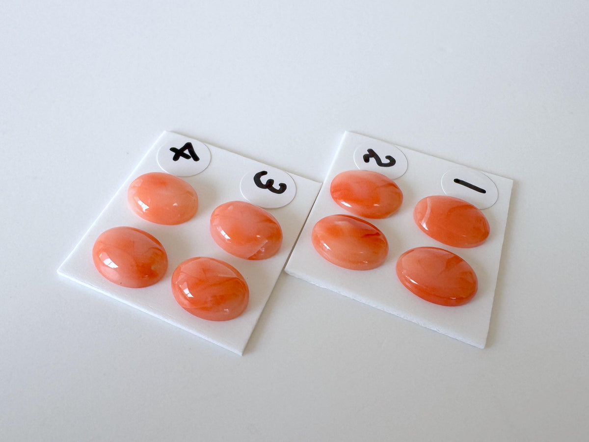 Deep Sea Coral Cabochons: Natural Orange/Pink Oval Gemstones, 10x8mm (2 pcs), Value Priced for Reason of Natural Defects
